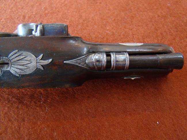 A FABULOUS PAIR of Flintlock travelling pistols made by H W MORTIMER, GUN MAKER TO HIS MAJESTY, circa 1782-1790. — image 5